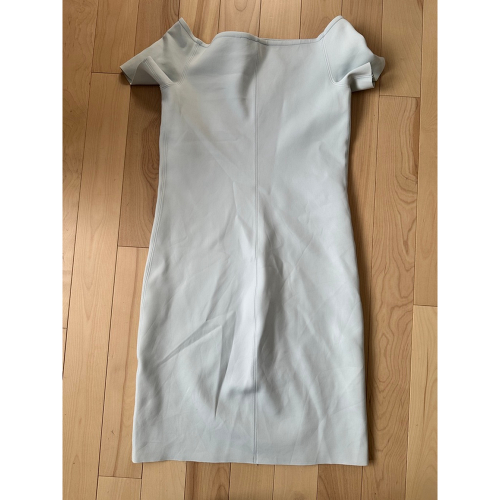 HELMUT LANG Light Blue Off-Shoulder Bodycon Dress S – Made in USA Designer Minim - Picture 10 of 10